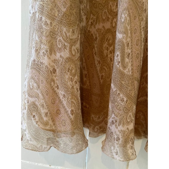 Ralph Lauren Tan A-Line Silk Skirt PS - Picture 4 of 5